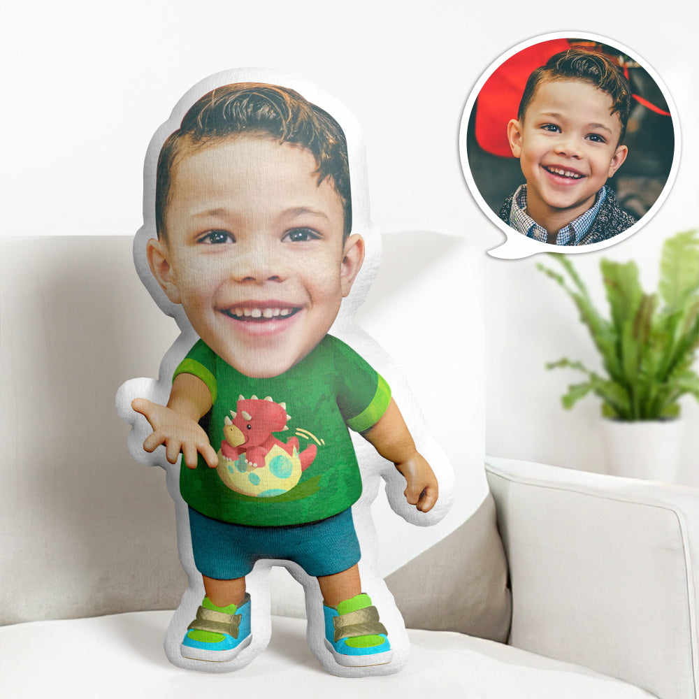 Custom Face Minime Throw Pillow Personalized Cocomelon Minime Throw Pillow Little Boy in Green