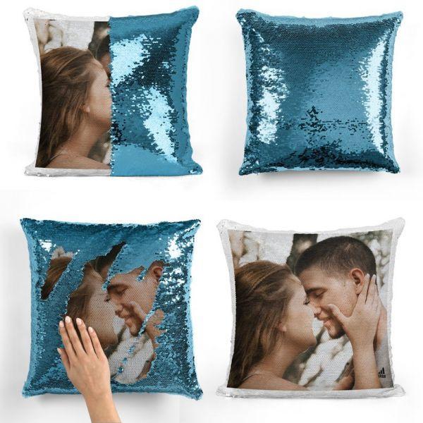 Custom Photo Reversible Sequin Pillow Personalized Photo Sequin Pillow Throw Pillow 15.75