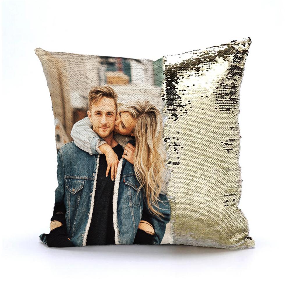 Custom Photo Reversible Sequin Pillow Personalized Photo Sequin Pillow 15.75