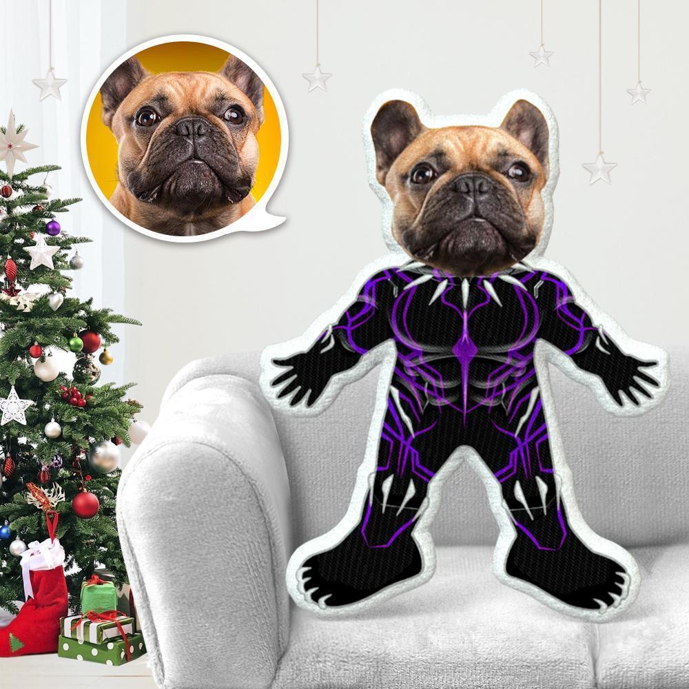 Custom Dog Pillow Dog Photo Pillow Dog Picture Pillow Personalized Dog Pillow Dog Face Pillow Black Panther Costume MiniMe Dog Costume Pillow Doll