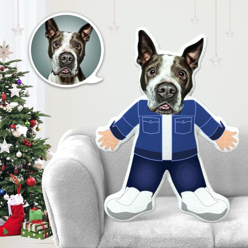 Custom Dog Pillow Dog Photo Pillow Dog Picture Pillow Personalized Dog Pillow Dog Face Pillow Denim Costume MiniMe Dog Costume Pillow Doll
