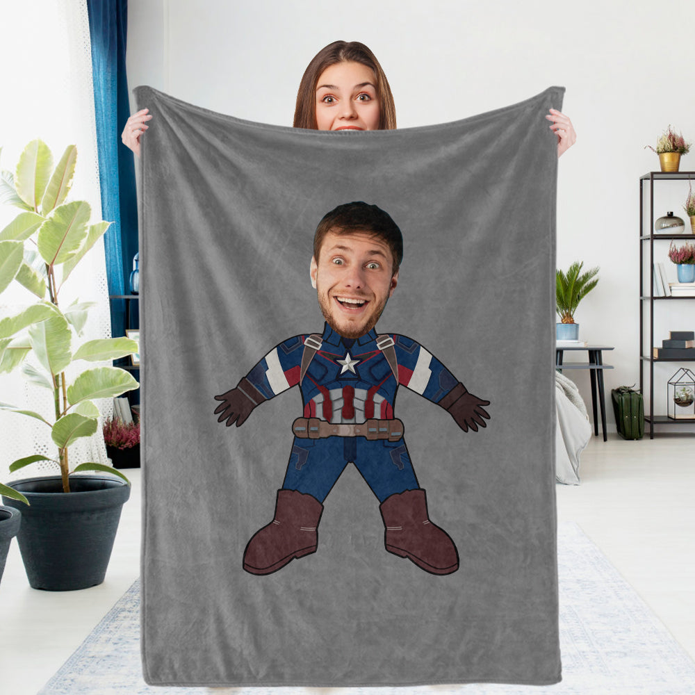 Custom Photo Blanket Unique Capitain America Gifts Personalized Photo Gifts Unique Customized Gifts