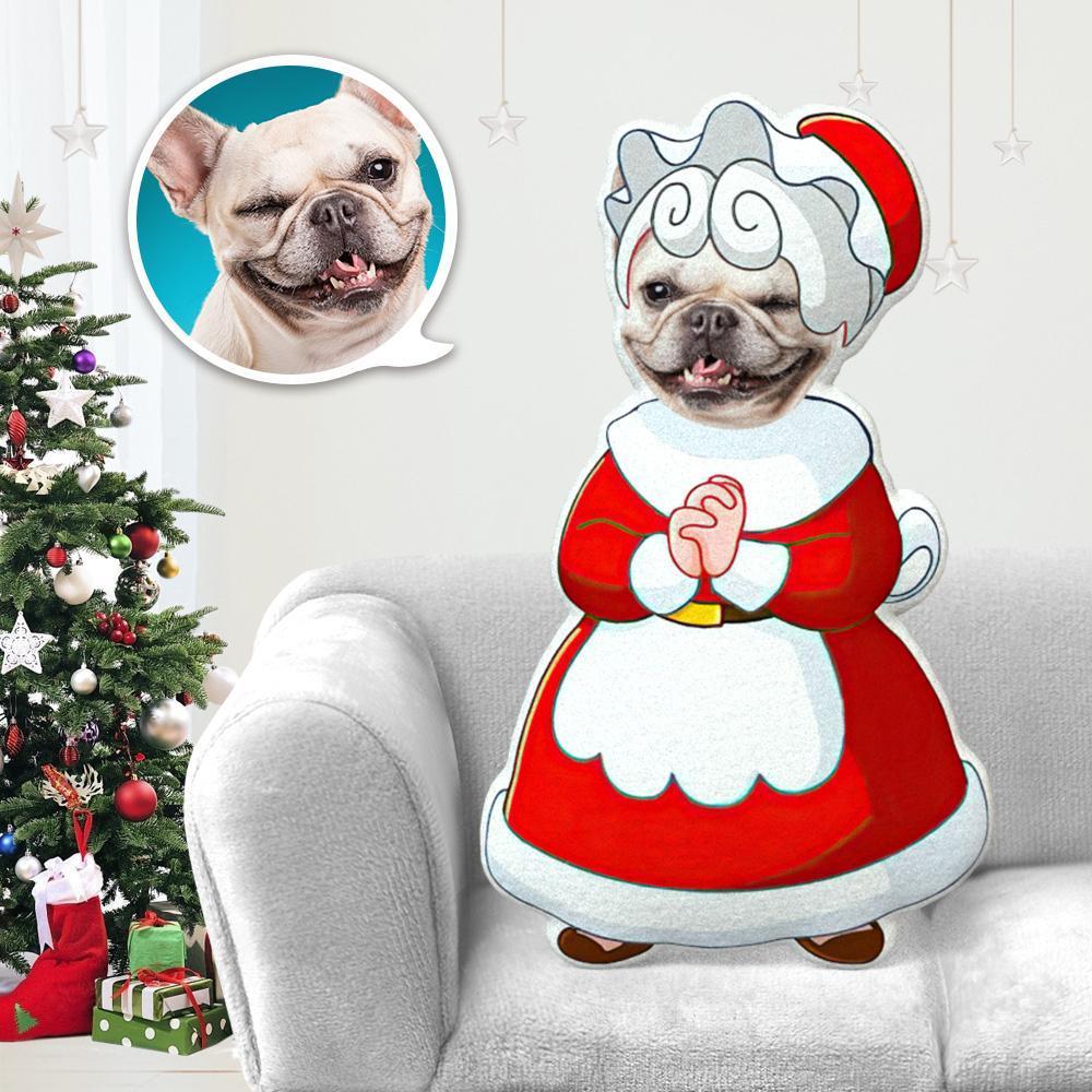 Custom Dog Pillow Dog Photo Pillow Dog Picture Pillow Personalized Dog Pillow Dog Face Pillow Mrs Santa Claus Costume MiniMe Dog Costume Pillow Toy