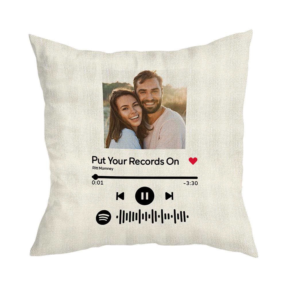 Custom Scannable Spotify Code Pillow Custom Photo Pillow Romantic Gifts