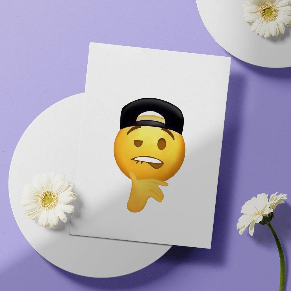 Fuckboy face Meme Emoji With Hat Biting Lip | Canvas Print