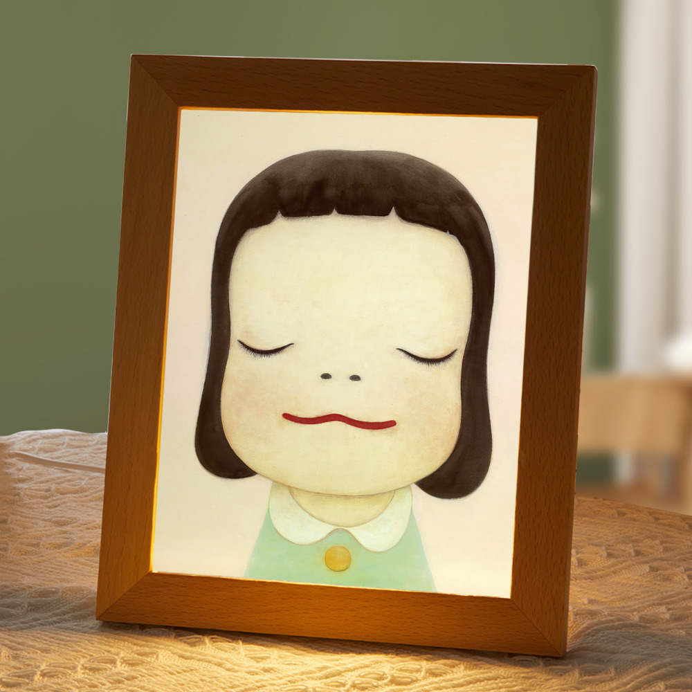 Yoshitomo Nara Lamp Classic Celebrity Lamp with Wooden Frame
