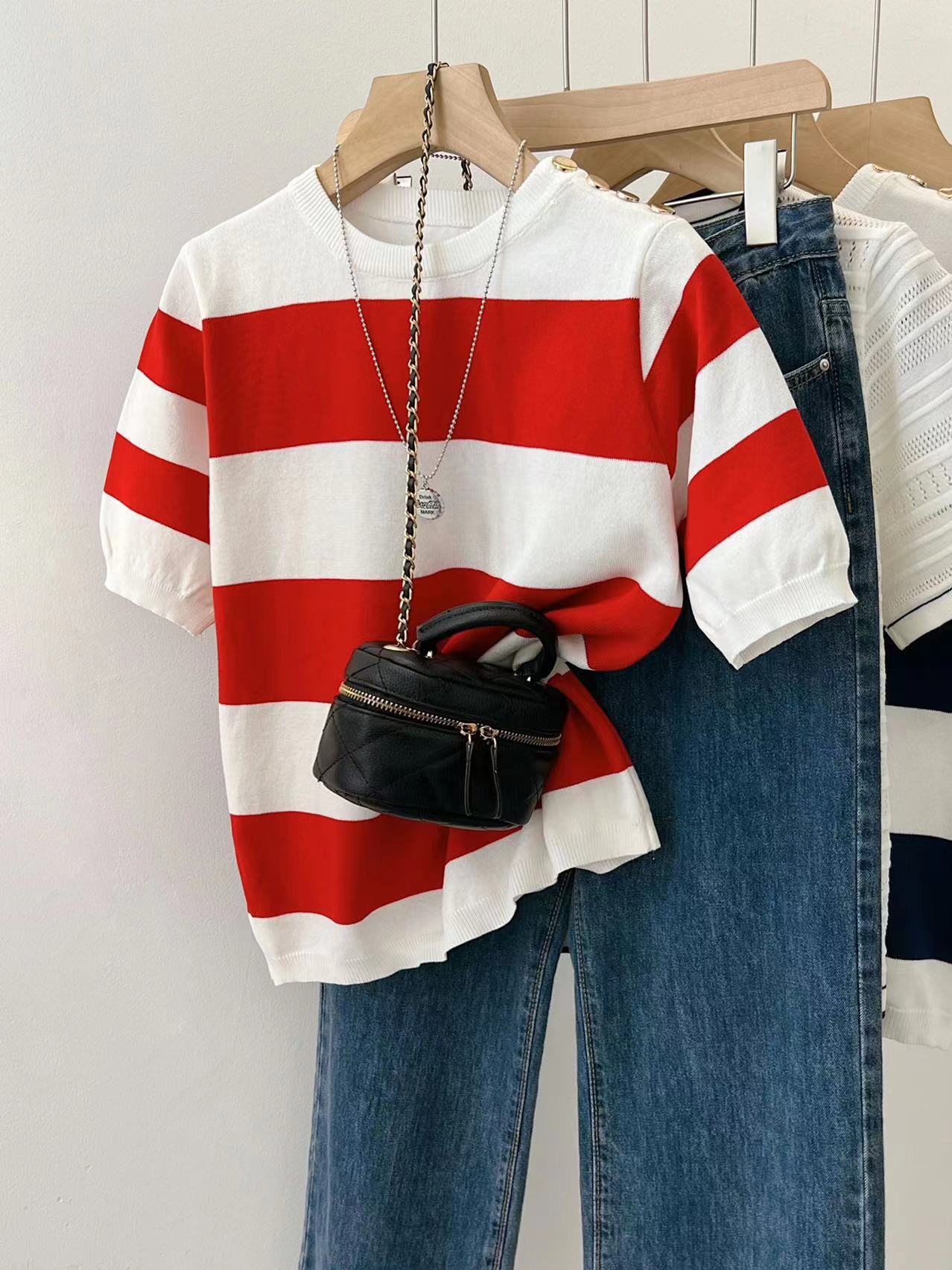 red and white striped shirt women's