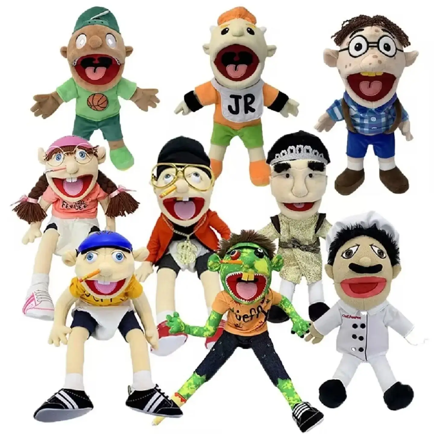 1/2/4pcs Jeffy Hand Puppet Feebee Rapper Zombie Plush Doll