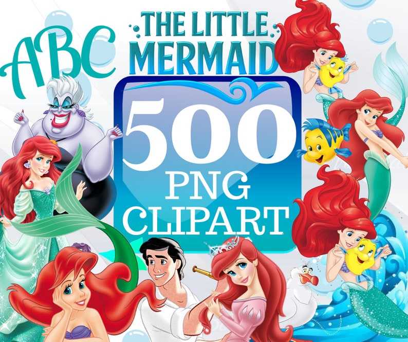 Little Mermaid PNG Bundle, The Little Mermaid Clipart Instant Download, Princess Birthday, Princess clipart, Ariel png, Ariel clipart#1