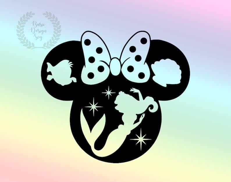 Princess Ariell Design Svg Png, Family Custom Svg, Princess Mouse Ear Designs, Silhouette, Vinyl Cut Fİle, Clipart, Instant Download#1