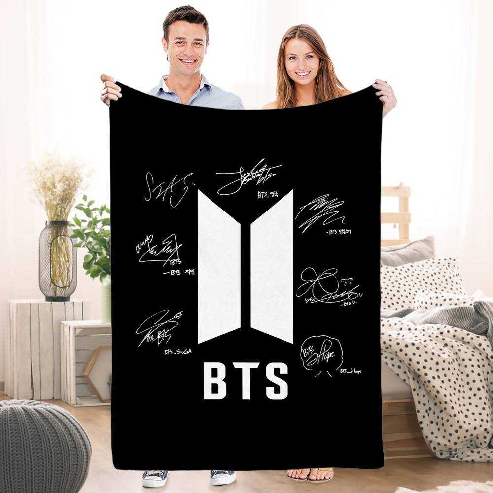 Bts Blanket Baby Blanket Size 30x40 Logo with signature Blanket