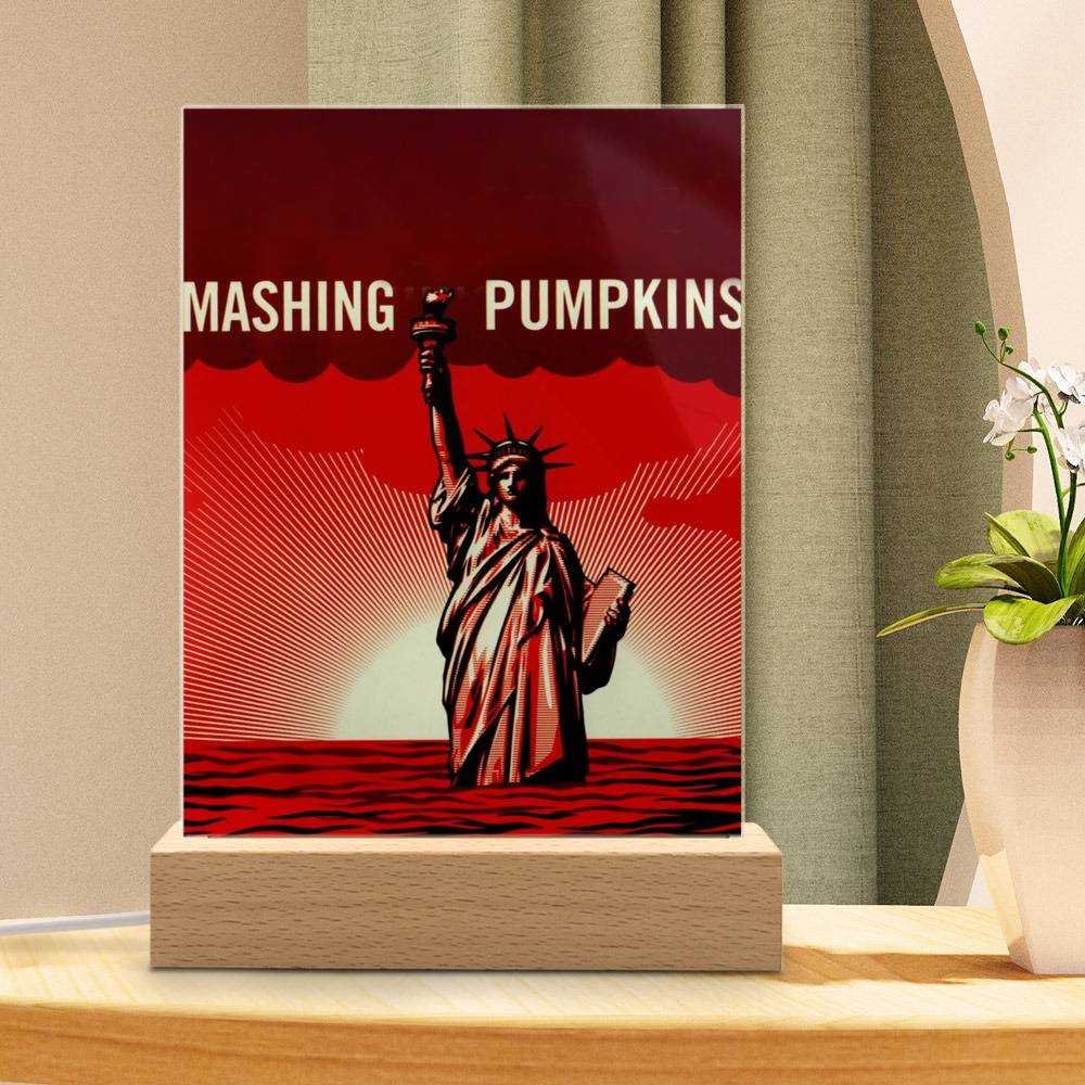 Smashing Pumpkins Lamp Zeitgeist by Smashing Pumpkins Lamp with Wooden Base