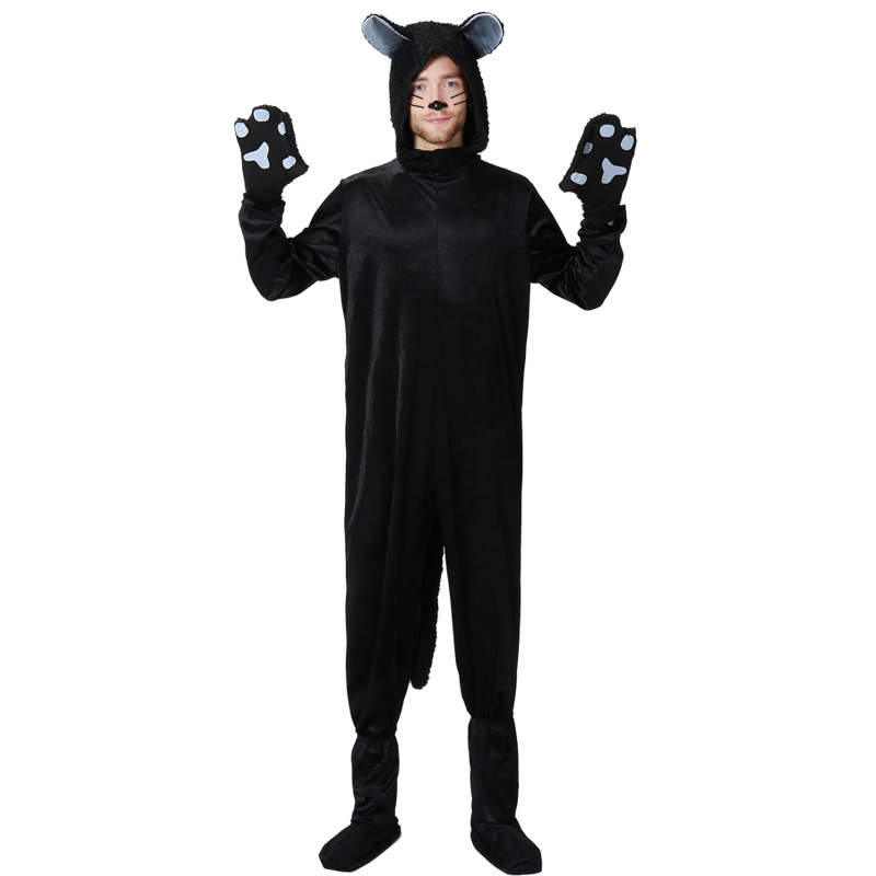 Black Cat Costume Adults Halloween Jumpsuit with Cheap Price