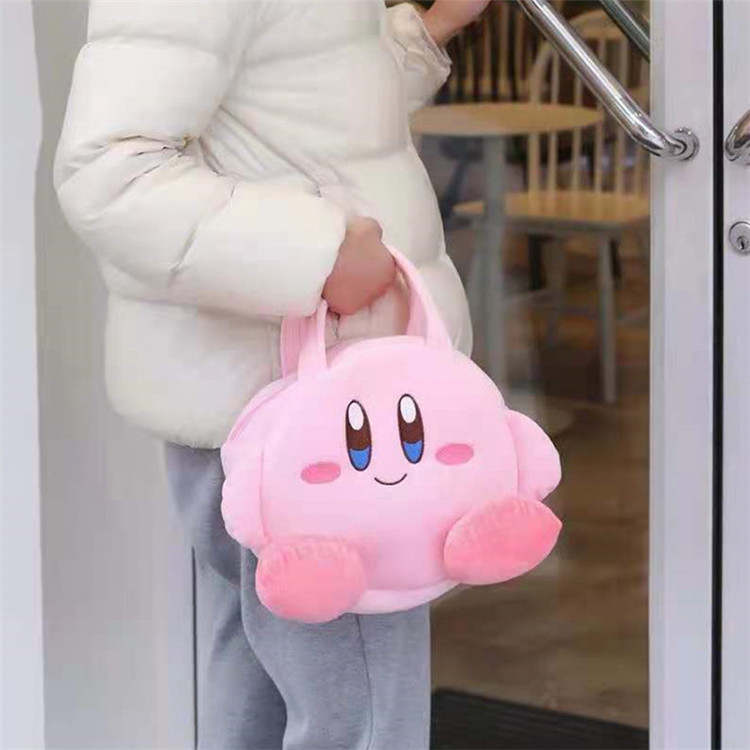 Kirby Plush Tote Bag, Cartoon Kirby Lunch Bag