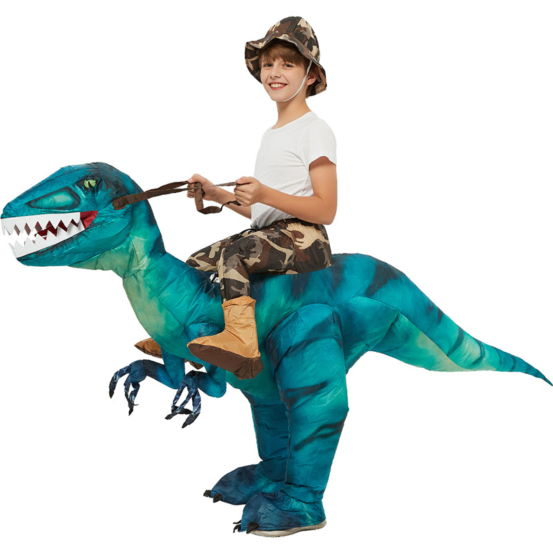 Jurassic Park Costume, Tyrannosaurus Velociraptor Dinosaur Inflatable  Clothes Cartoon Doll