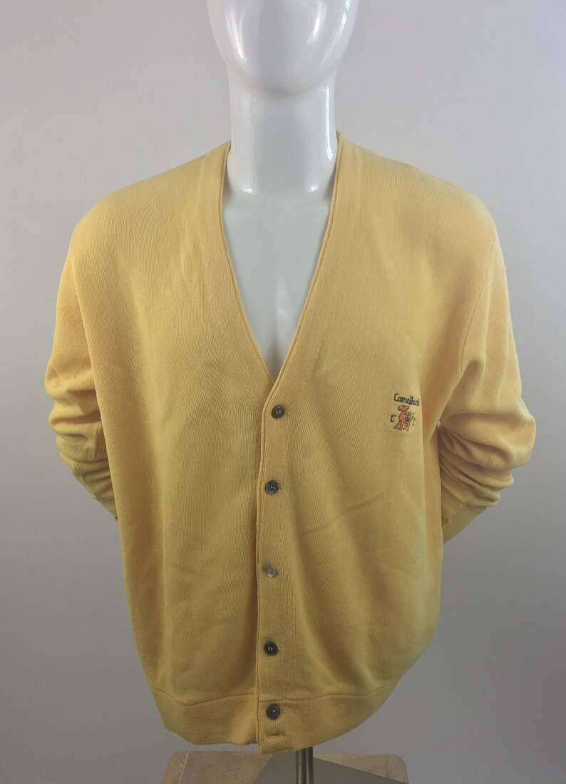 1970's Lzod of London Yellow Cardigan Sweater Vintage Grandpa Sweaters#4