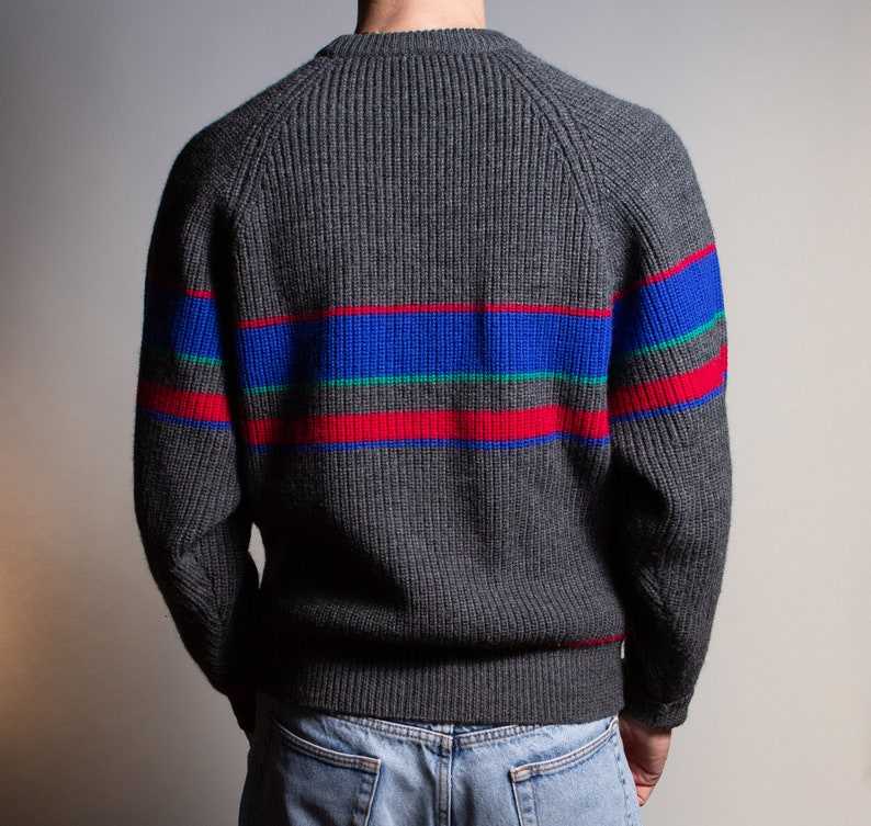Vintage Wool Sweater Striped Grandpa Sweaters#5