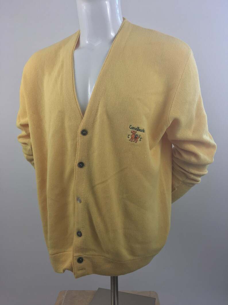 1970's Lzod of London Yellow Cardigan Sweater Vintage Grandpa Sweaters#6