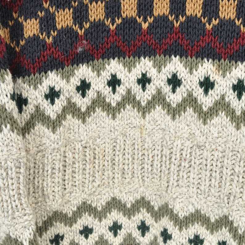 Vintage Patterned Knitwear Jumper Multi Medium Grandpa Sweaters for Women#3