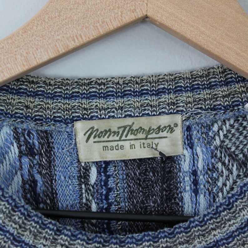 Vintage Blue Striped Oversized Sweater Striped Grandpa Sweaters#3