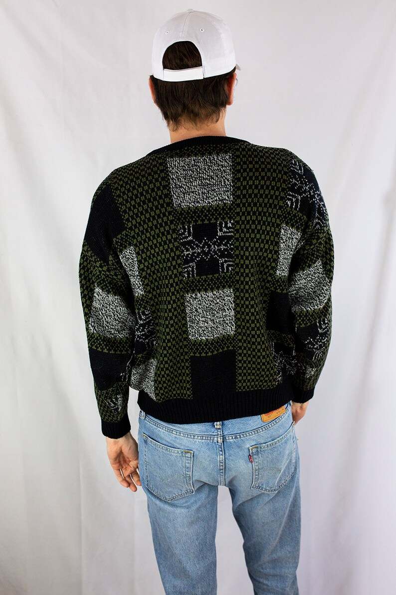 Vintage 80s Wood Land Trail Colorblock Sweater Ugly Grandpa Sweaters#3