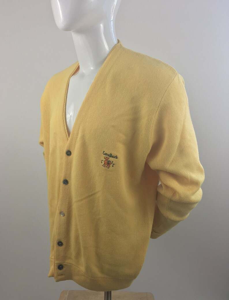 1970's Lzod of London Yellow Cardigan Sweater Vintage Grandpa Sweaters#5
