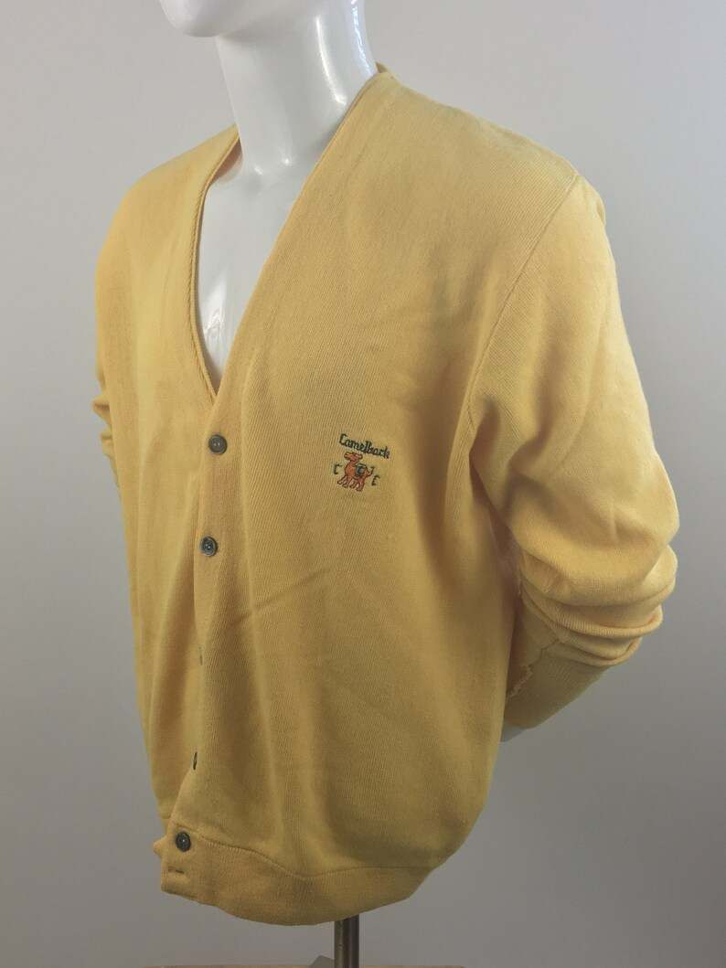 1970's Lzod of London Yellow Cardigan Sweater Vintage Grandpa Sweaters#3