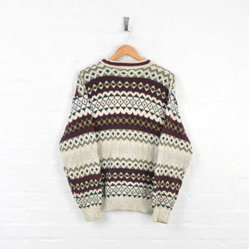Vintage Patterned Knitwear Jumper Multi Medium Grandpa Sweaters for Women#7