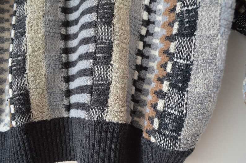 Vintage Coogi Style Striped Abstract Geometric Sweater Striped Grandpa Sweaters#4