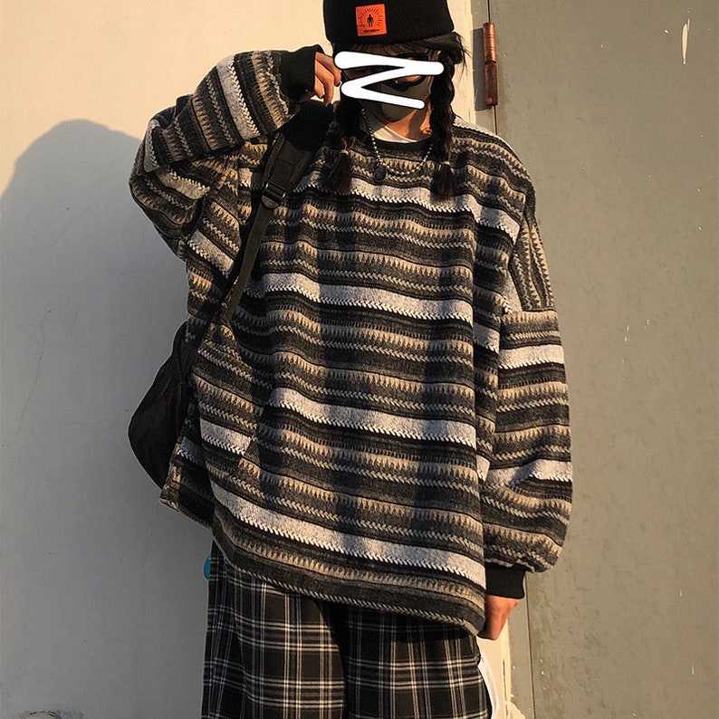 Striped Sweater Striped Grandpa Sweaters#4