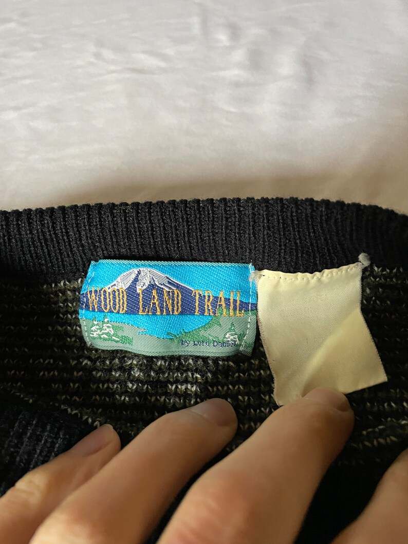 Vintage 80s Wood Land Trail Colorblock Sweater Ugly Grandpa Sweaters#4