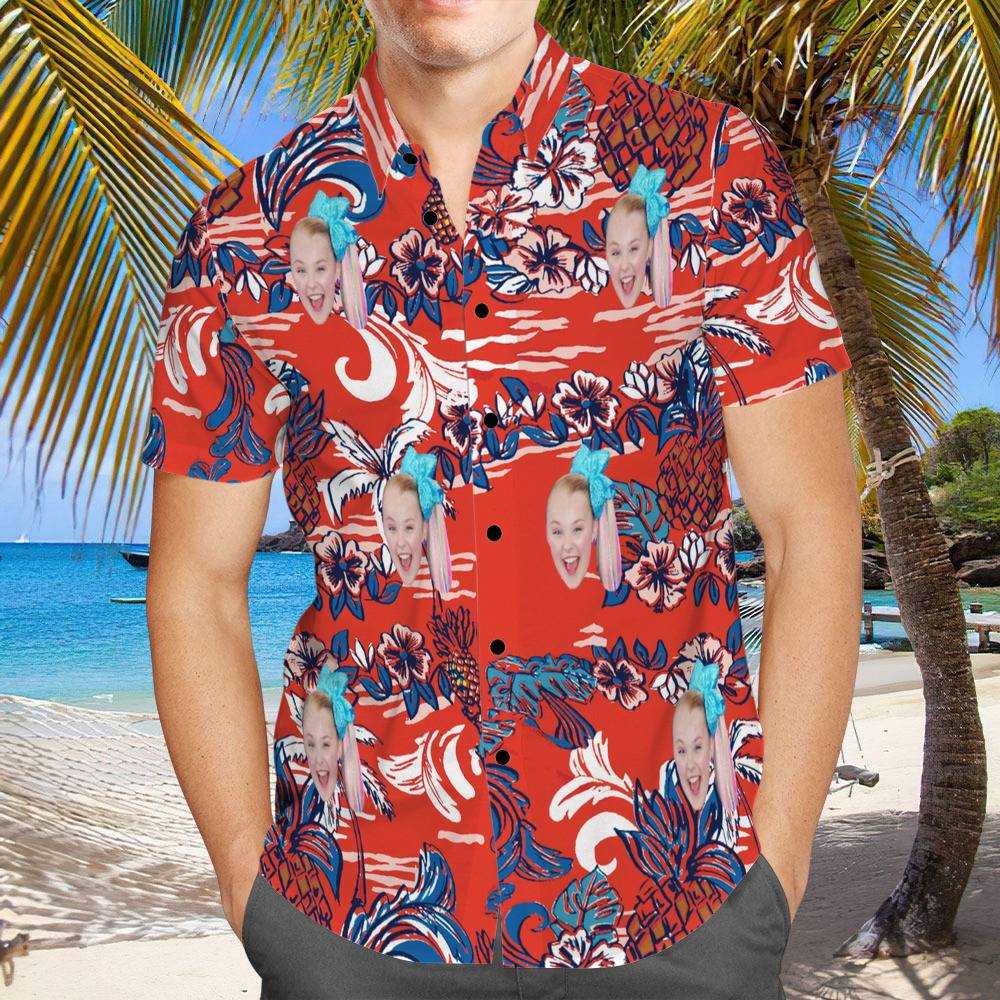 JoJo Siwa Hawaiian Shirt Custom Photo Hawaiian Shirt Vintage Floral Pattern Hawaiian Shirt