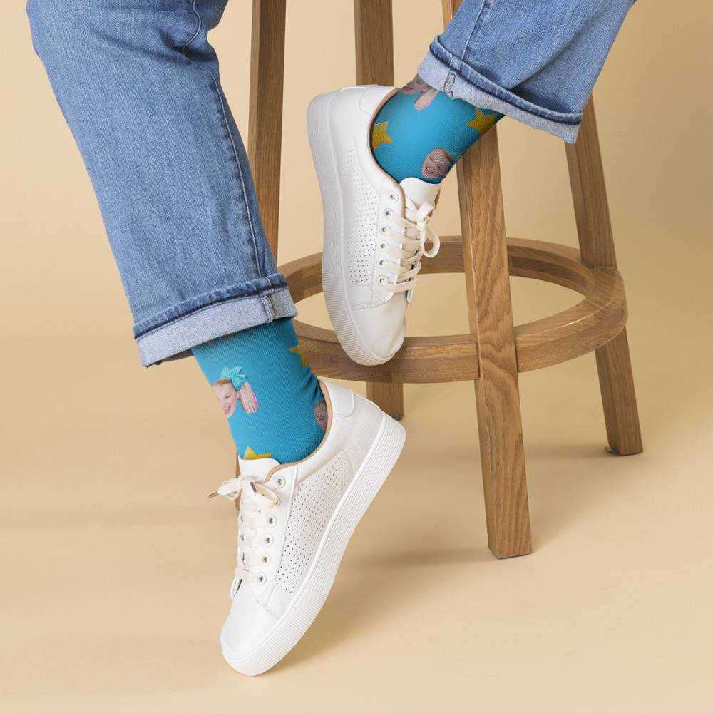 JoJo Siwa Socks Custom Photo Socks Star Socks Blue