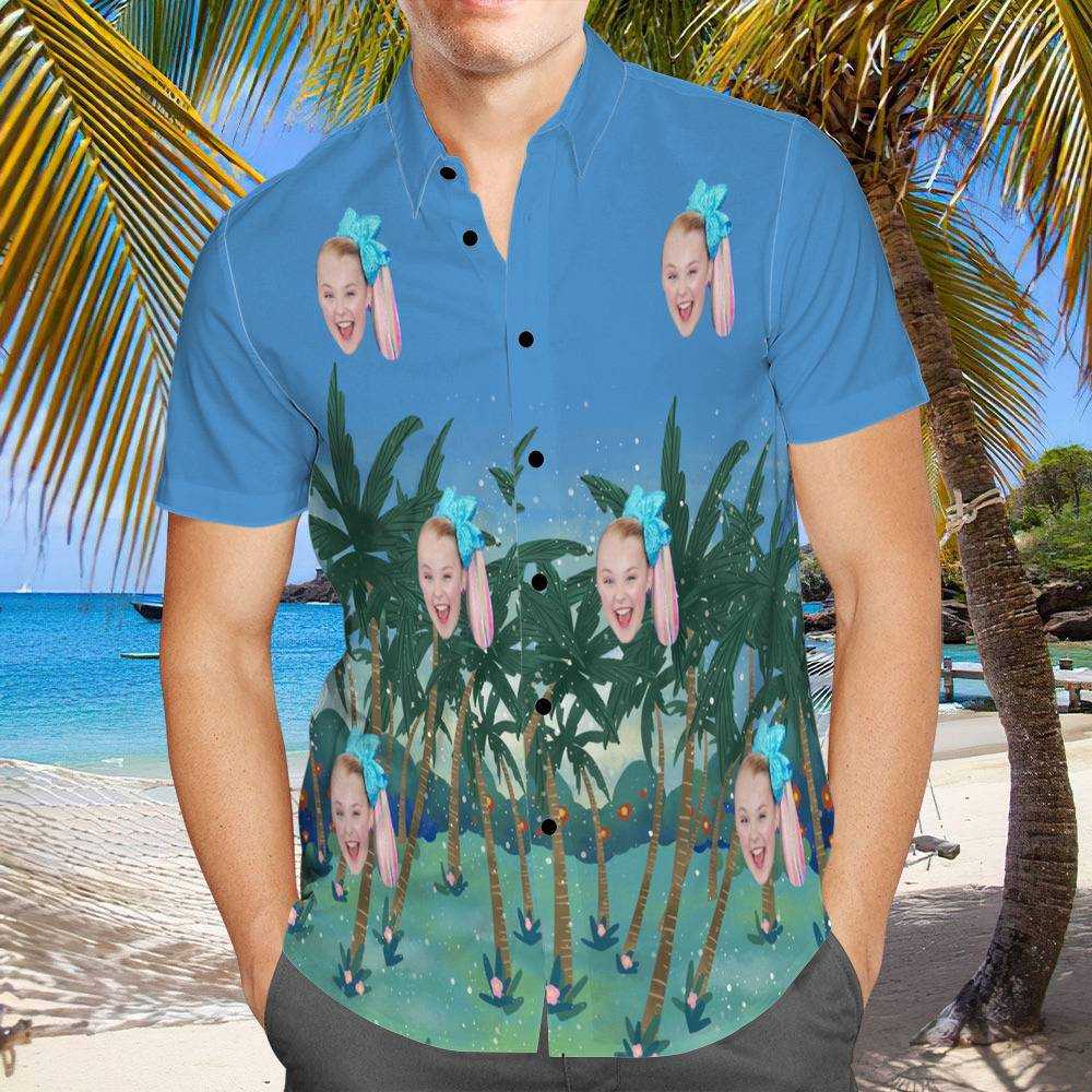 JoJo Siwa Hawaiian Shirt Custom Photo Hawaiian Shirt Blue Coconut Grove Hawaiian Shirt