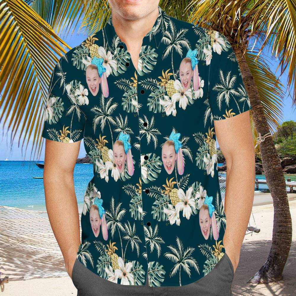 JoJo Siwa Hawaiian Shirt Custom Photo Hawaiian Shirt Floral Pattern Hawaiian Shirt