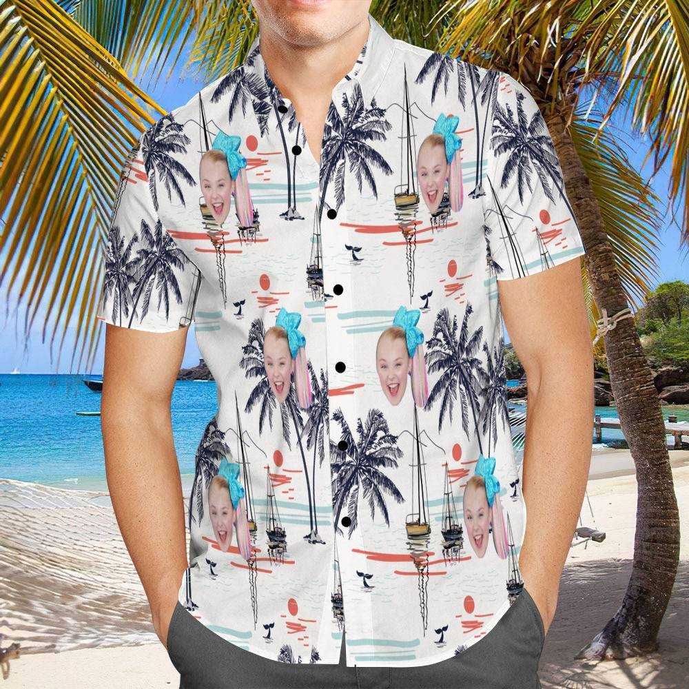 JoJo Siwa Hawaiian Shirt Custom Photo Hawaiian Shirt Chinoiserie Print Hawaiian Shirt