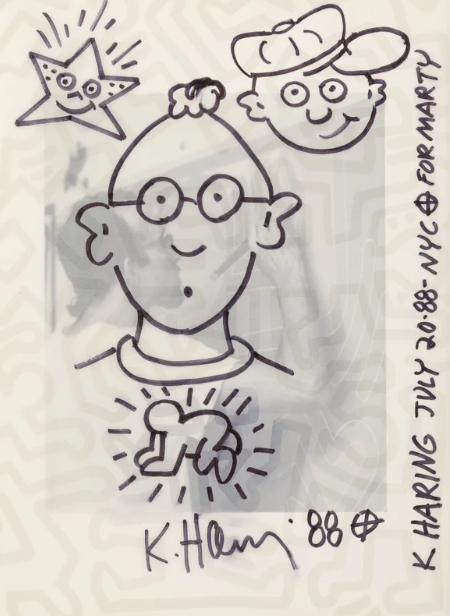 Keith Haring Self Portrait with Pop Shop Characters (1988)