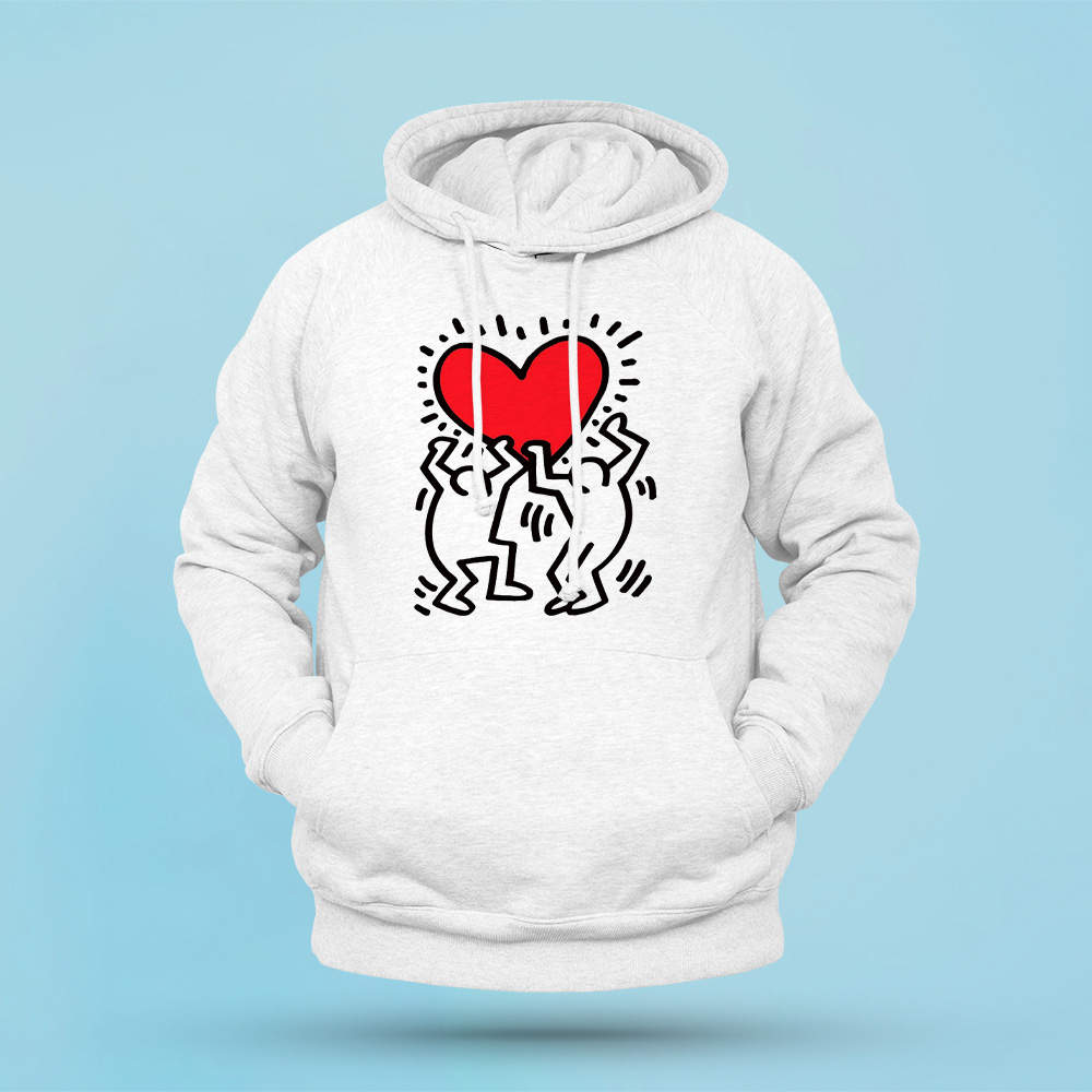 Keith Haring hoodie，two figure with red heart