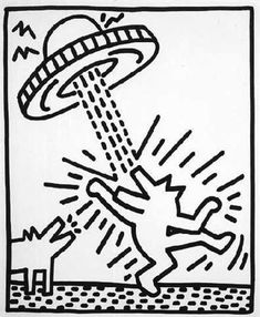 Keith Haring Artwork dog and UFOs