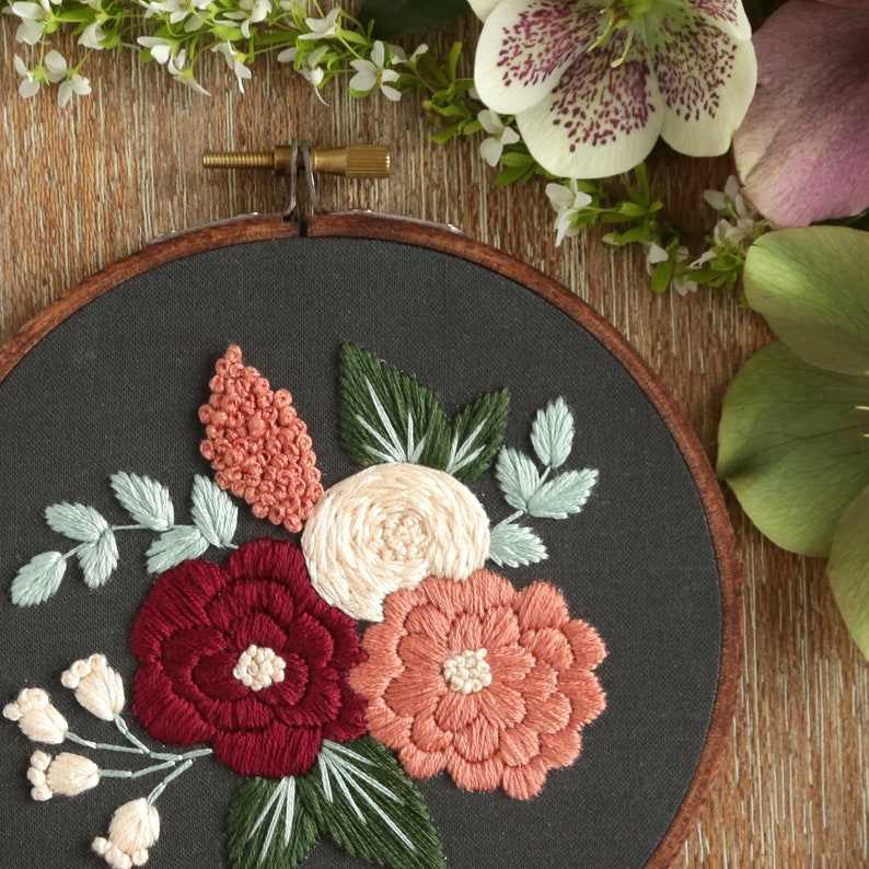 Custom State and Flower DIY Embroidery Kit Beginner - Embroidery