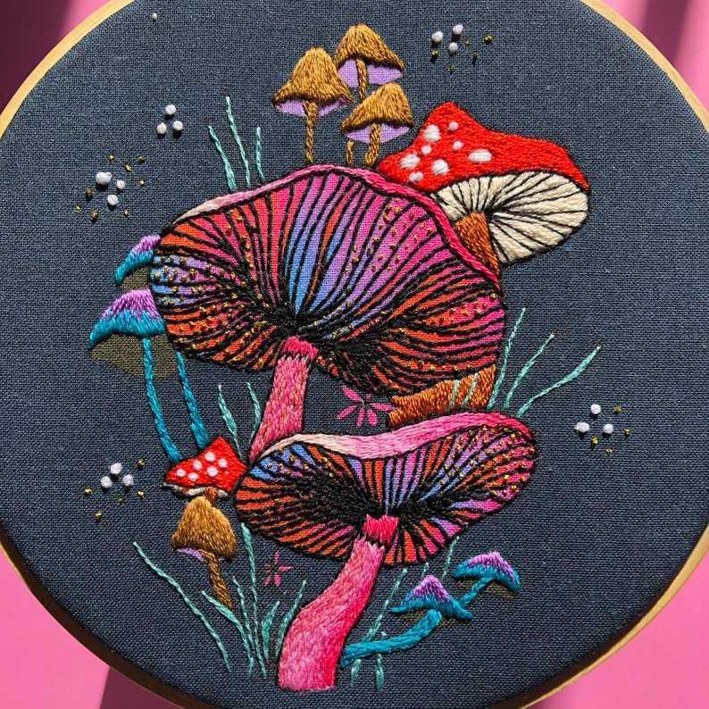 Blushing Mushroom Embroidery Kit Beginners Embroidery Kit