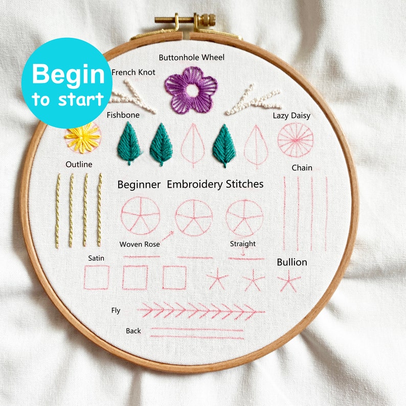 Rainbow Embroidery Beginner kit for Birthday Gift