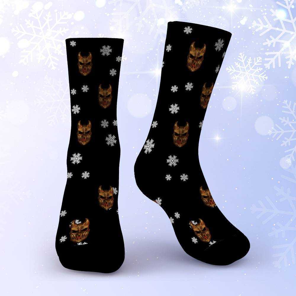 Slaughter To Prevail Socks Custom Photo Socks Black Christmas Socks Snowflake