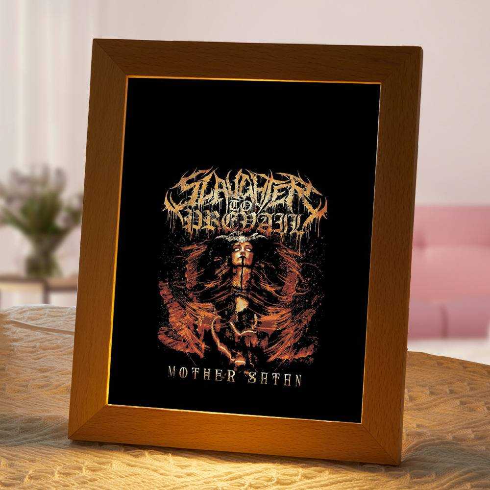 Slaughter To Prevail Lamp Classic Celebrity Night Light Mother Satan by Slaughter To Prevail Lamp with Wooden Frame