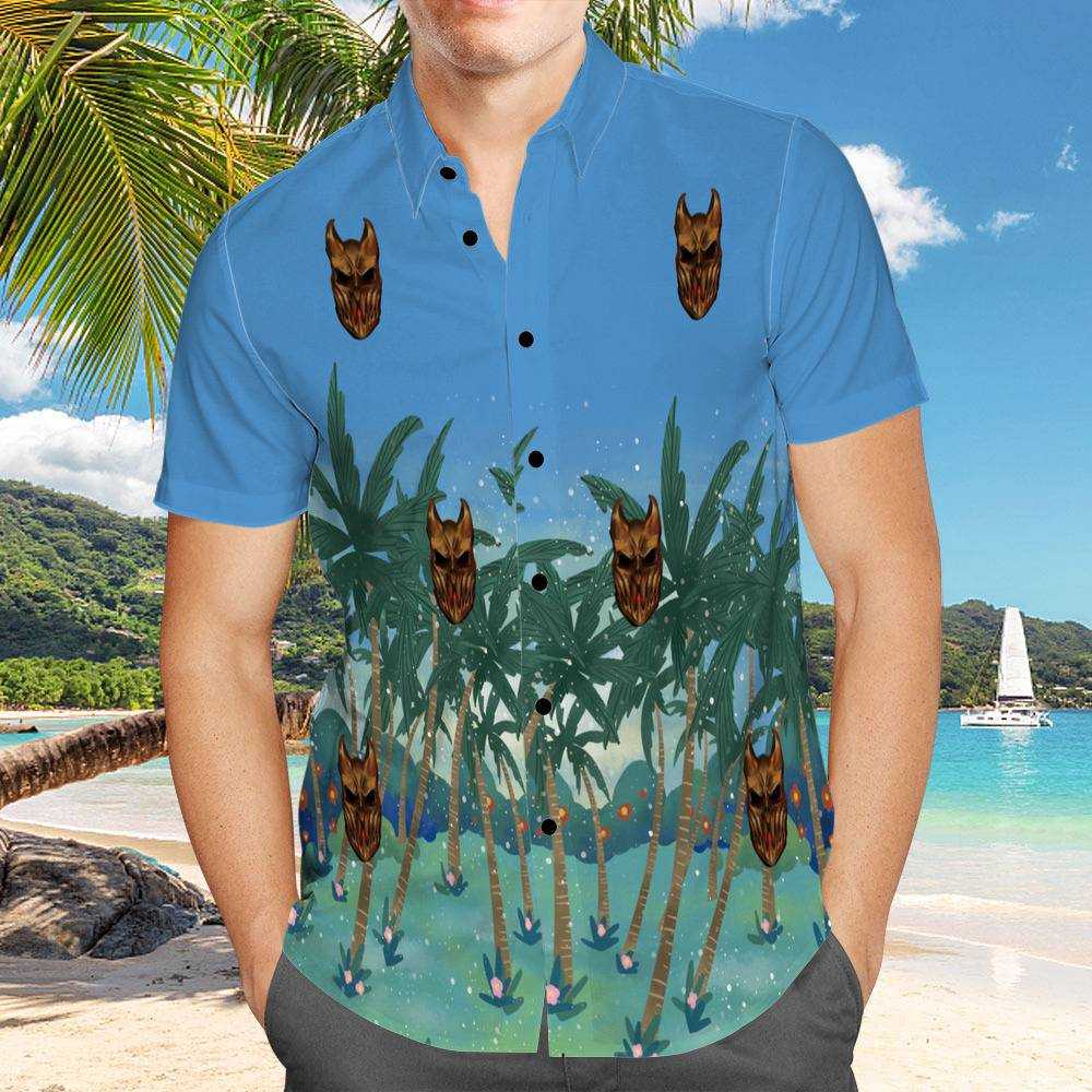 Slaughter To Prevail Hawaiian Shirt Custom Photo Hawaiian Shirt Blue Coconut Grove Hawaiian Shirt