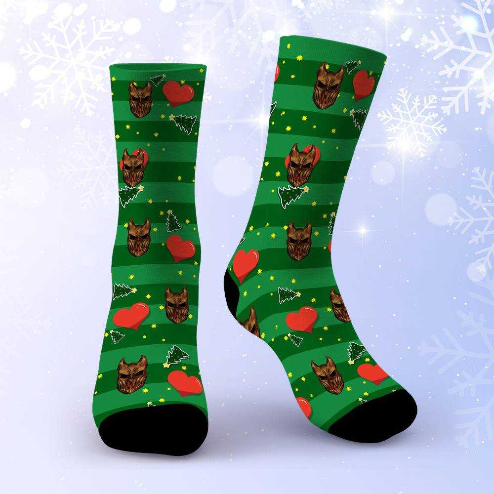 Slaughter To Prevail Socks Custom Photo Socks Christmas Socks Heart Stripe Print