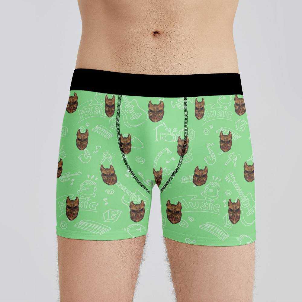 Slaughter To Prevail Boxers Custom Photo Boxers Men's Underwear Musical Instruments Pattern Boxers Green