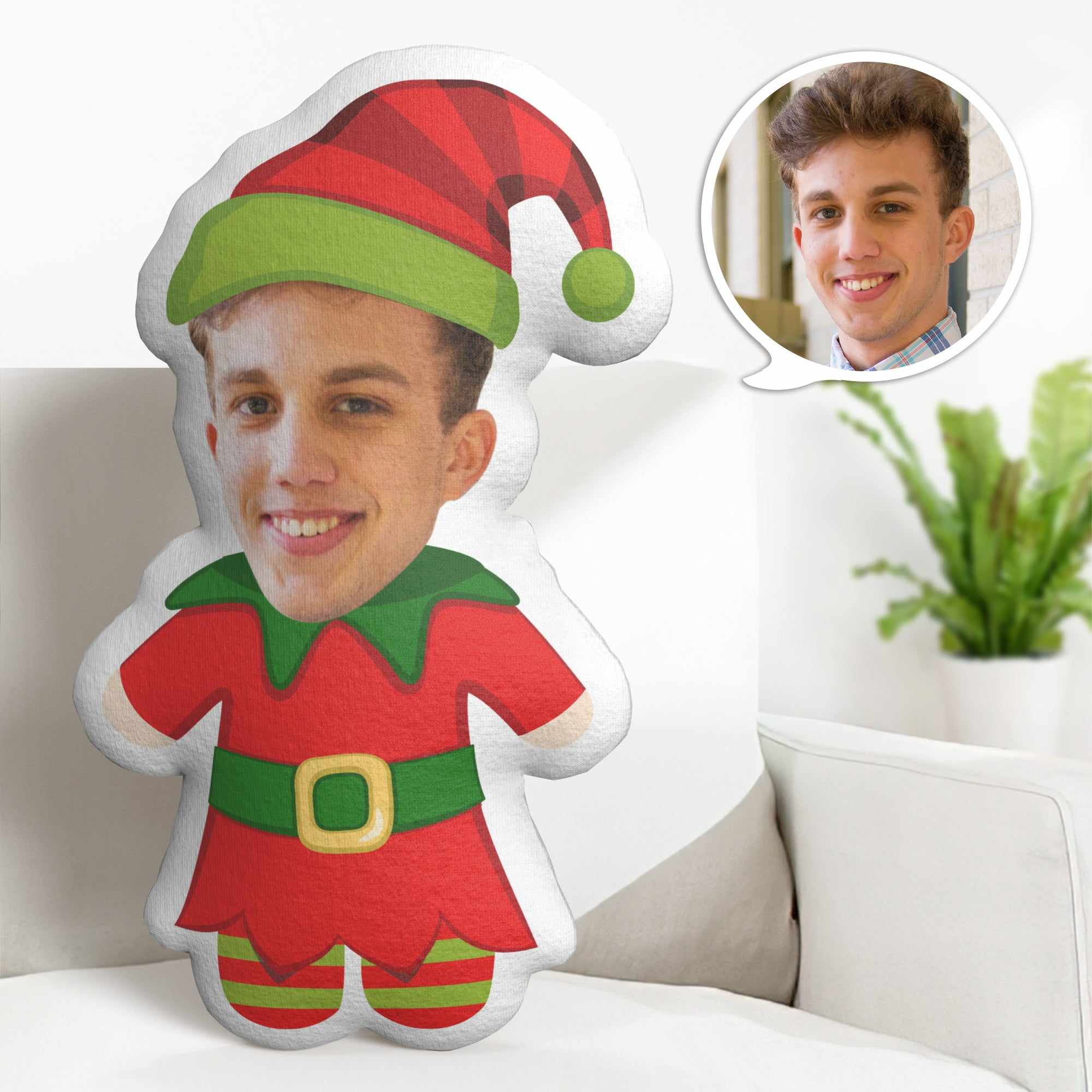 Custom Christmas Elf Minime Throw Pillow Personalized Minime Throw Pillow Gifts