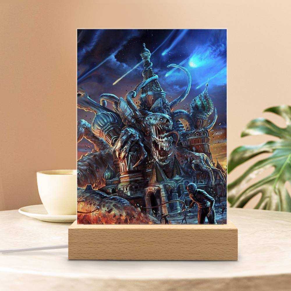 Slaughter To Prevail Lamp Classic Celebrity Night Light Chapters Of Misery by Slaughter To Prevail Lamp with Wooden Base