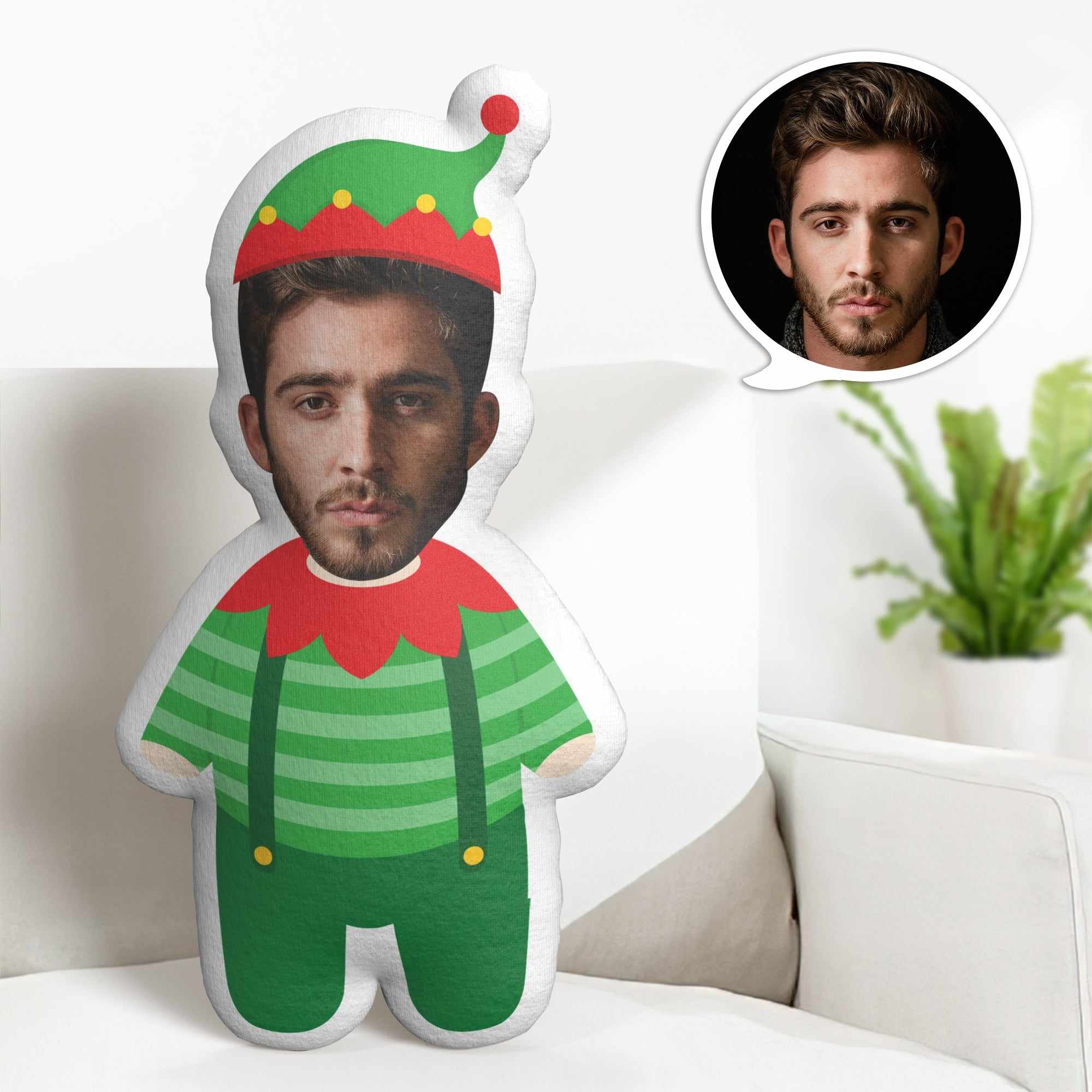 Christmas Gifts Minime Throw Pillow Custom Face Pillow Gifts Christmas Elf